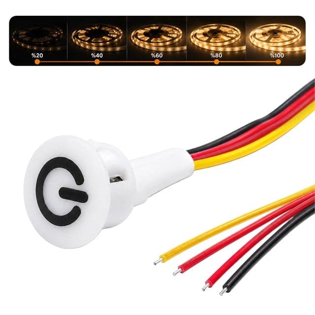 Powermaster PM-30802 3V DC 10mm Gömme Dokunmatik LED Dimmer Kontrolcüsü Switch Buton Beyaz