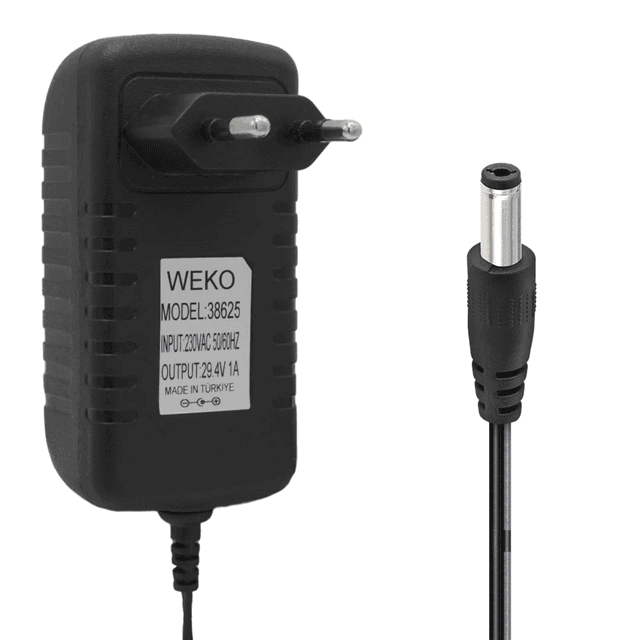 Weko 29.4 Volt - 1 Amper 5.5x2.5mm Uçlu Yerli Üretim Priz Tipi Adaptör 1.2 Metre Uzunluk