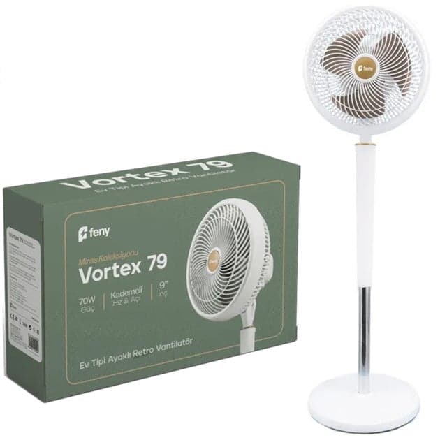 FENY VORTEX 79 Ev Ofis Tipi Ayaklı 70W Kademeli Retro 9 Vantilatör