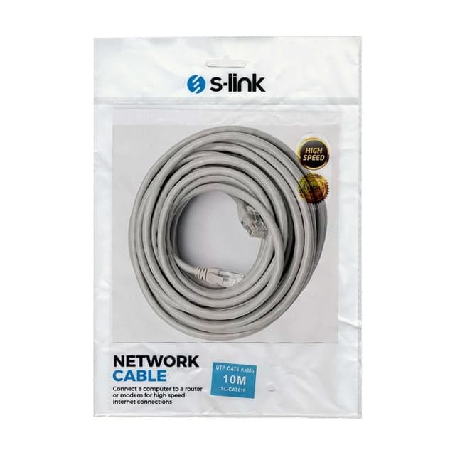 S-Link SL-CAT610 Gri̇ Cat6 10 Metre Kablo