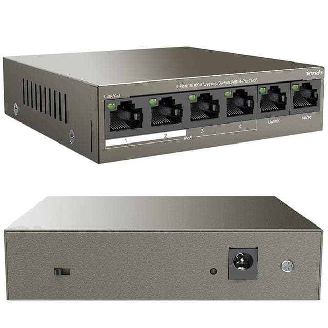 Tenda TEF1106P 2 x Uplink + 4 Port Poe Ethernet Switch 63 Watt