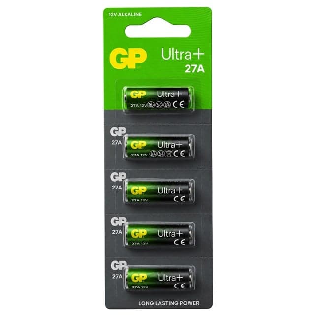 GP Ultra+ 27A 12V İnce Alkalin Kapı Alarm - Garaj Kumanda Pili 5'li Blister Paket (27A12V)