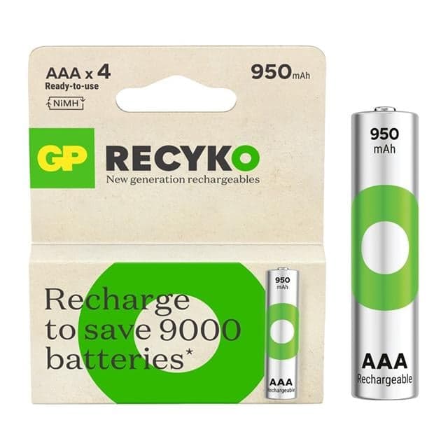 GP Recyko 950mAh Ni-MH AAA Şarjlı İnce Kalem Pil 4'lü Paket