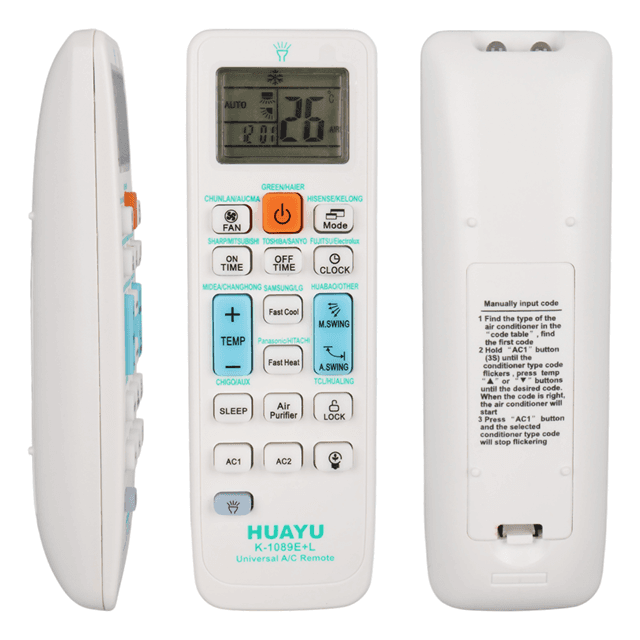 Huayu K-1089E+L Üniversal Akıllı Klima Kumandası LED Işıklı ve Geniş Uyumluluk