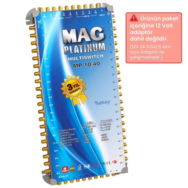 MAG Platinum MP 10/40 Multiswitch - 10 Giriş 40 Çıkışlı Merkezi Uydu Santrali Hybrid 4K ve 3D Destekli