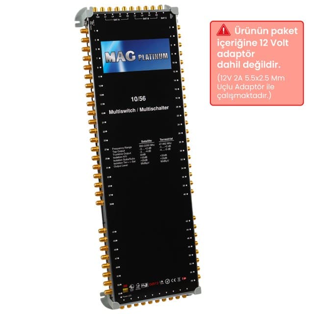 MAG Platinum MP 10/56 Multiswitch - 10 Giriş 56 Çıkışlı Merkezi Uydu Santrali Hybrid 4K ve 3D Destekli