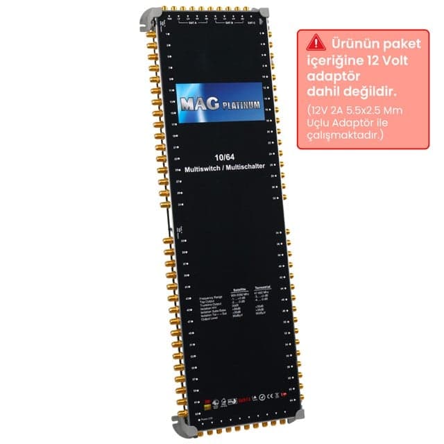 MAG Platinum MP 10/64 Multiswitch - 10 Giriş 64 Çıkışlı Merkezi Uydu Santrali Hybrid 4K ve 3D Destekli
