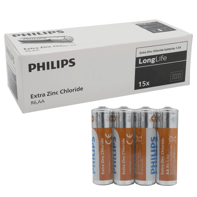 Philips Extra Zinc-Carbon Kalın Saat Kalem Pili AA (60'lı Paket)
