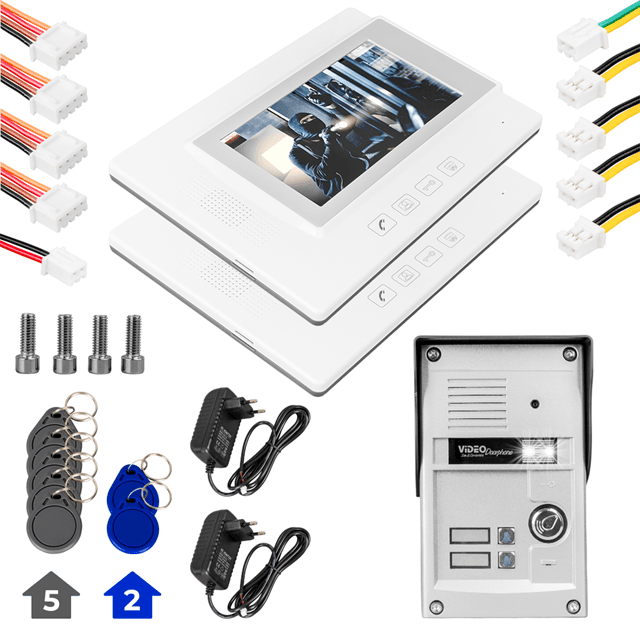 PowerMaster 37T2 2 Daire 7'' NFC Destekli Görüntülü Kapı Zili Interkom Akıllı Ev Güvenliği Sistemi