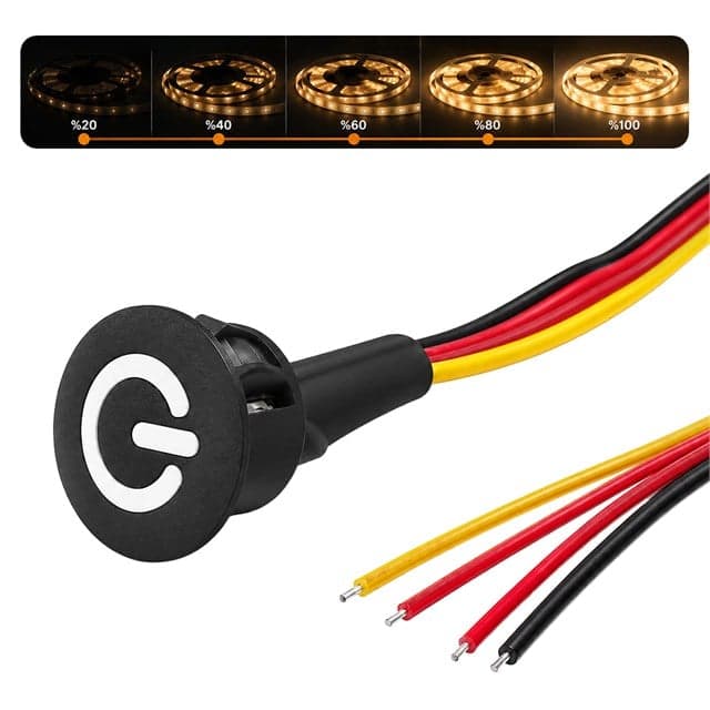 Powermaster PM-30775 5V DC 13mm Gömme Dokunmatik LED Dimmer Kontrolcüsü Switch Buton Siyah