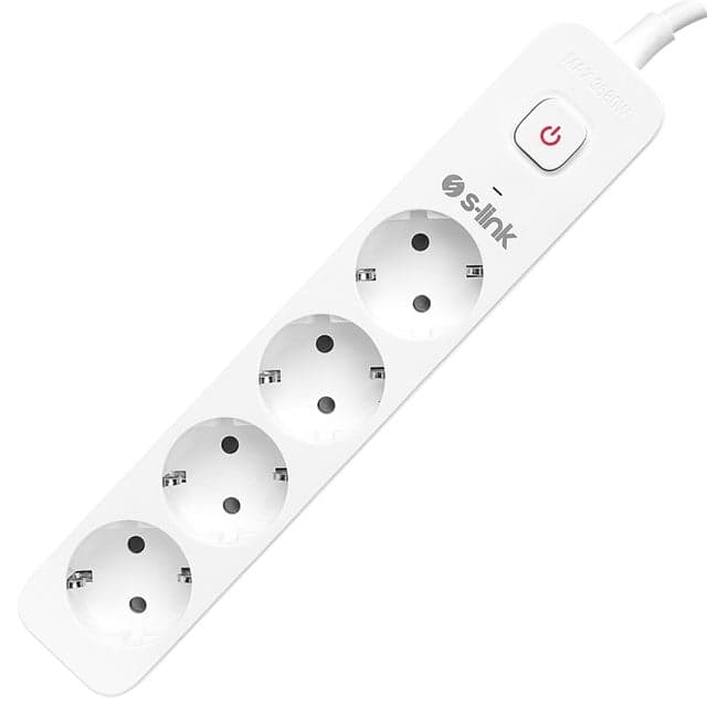 S-Link SPG401S Beyaz 1.5Mm Bakır 1.5 Metre Kablolu 750 Joule 4'lü Anahtarlı Akım Korumalı Priz