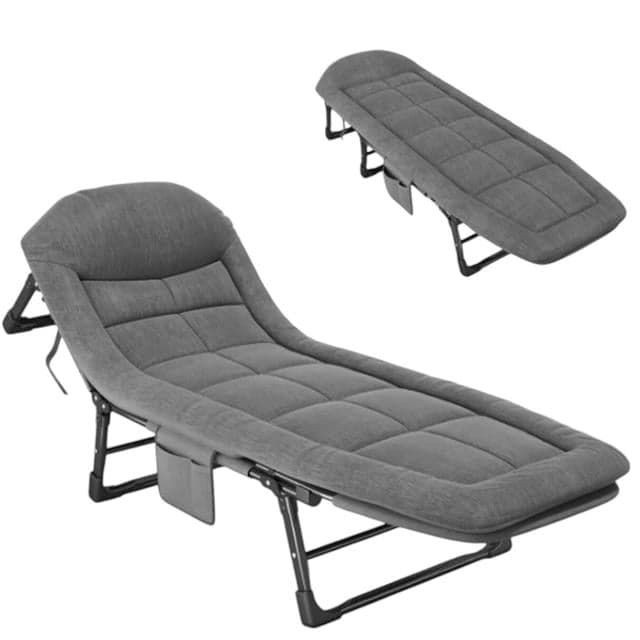 Sunup SN-26974 Taşınabilir Ayarlanabilir 5 Kademe Sünger Kamp Yatak Şezlong (Açık Gri)
